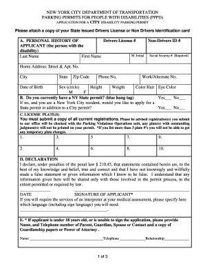 New York City Disability Parking Permit Application