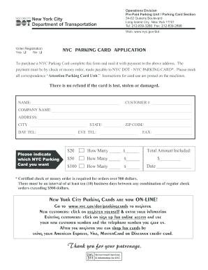 New York City Parking Card Application