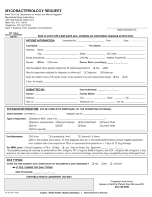 Mycobacteriology Request Form