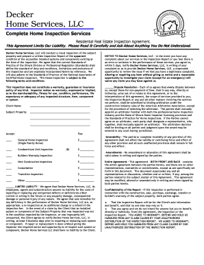 Residential Real Estate Inspection Agreement