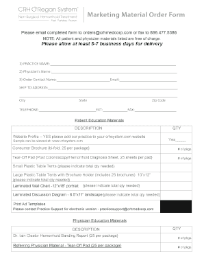 Marketing Material Order Form