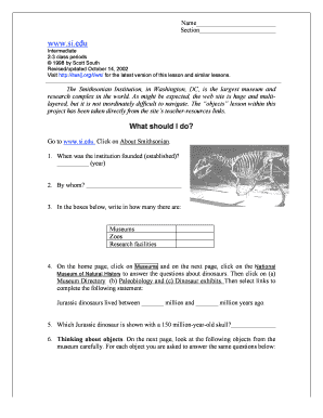 Smithsonian Museum Educational Worksheet