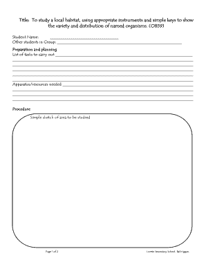 Science Habitat Study Form