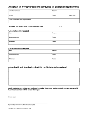 Application for Sublease Permission