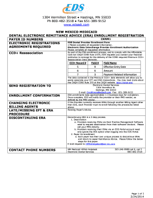 New Mexico Medicaid Dental Electronic Remittance Advice Enrollment Form