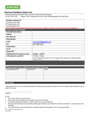 Electronic Remittance Advice Enrollment Form