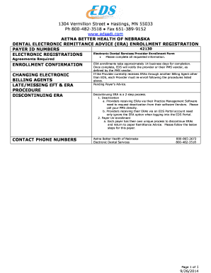 Aetna Better Health of Nebraska Dental ERA Enrollment Form