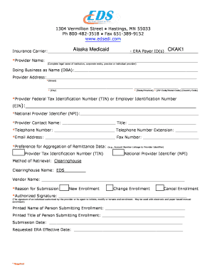 Alaska Medicaid Dental Electronic Remittance Advice Enrollment Form