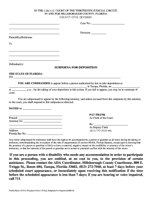 Florida Subpoena for Deposition