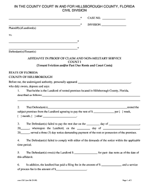 Florida Tenant Eviction Affidavit