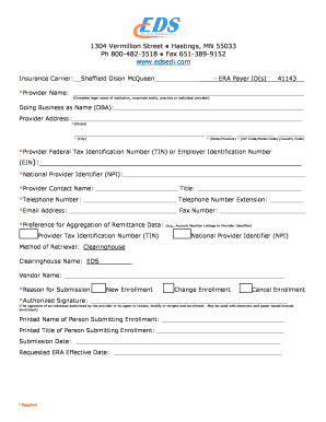Dental Electronic Remittance Advice Enrollment Form