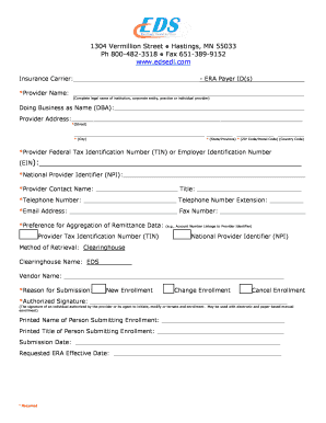 Dental Electronic Remittance Advice Enrollment Form