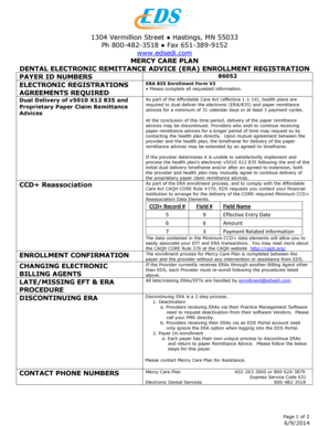 Dental Electronic Remittance Advice Enrollment Form