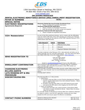 Oklahoma Medicaid Dental Electronic Remittance Advice Enrollment Form