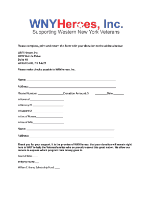 Donation Form for WNY Heroes Inc.