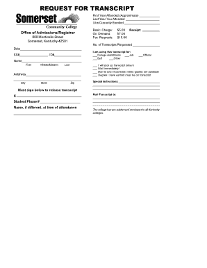 Request for Transcript Form