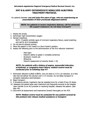 EMT-B Nebulized Albuterol Treatment Protocol