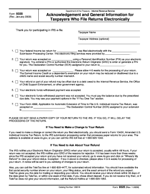 IRS Form 9325 Acknowledgement