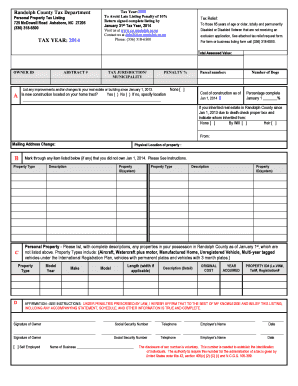 Randolph County Personal Property Tax Listing