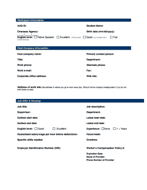 J-1 Work Travel Program Employer Application
