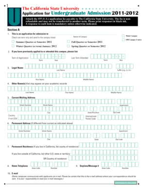 California State University Undergraduate Admission Application