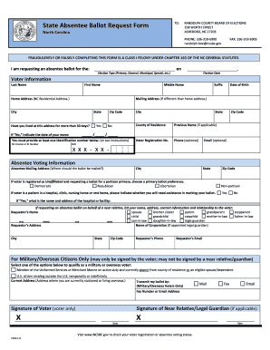 North Carolina Absentee Ballot Request Form