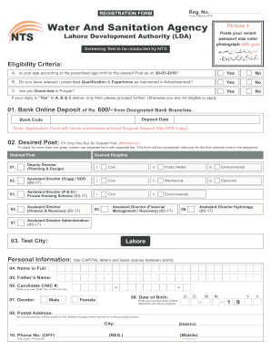 Lahore Development Authority Registration Form