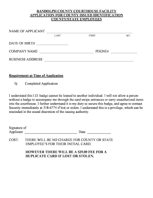 Randolph County Courthouse ID Application