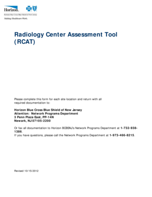 Psychosocial assessment questionnaire - Radiology Center Assessment Tool RCAT