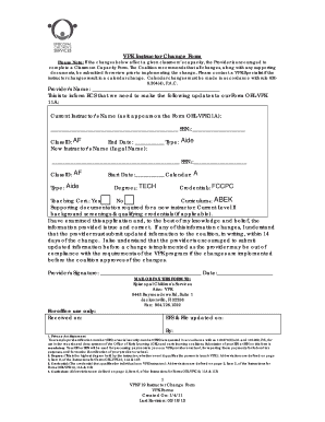 VPK Instructor Change Form