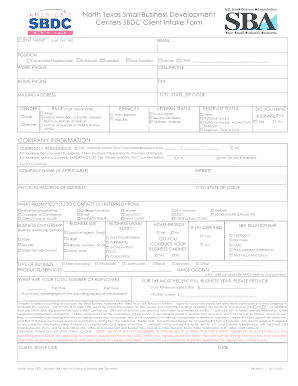 North Texas SBDC Client Intake Form