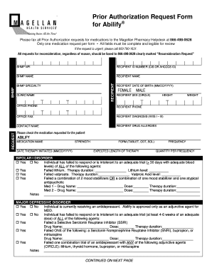 Prior Authorization Request for Abilify