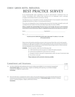 CERES Green Hotel Initiative Best Practice Survey