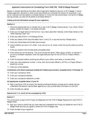 HHS ID Badge Request Form