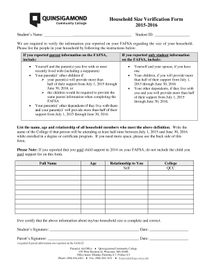 Household Size Verification Form