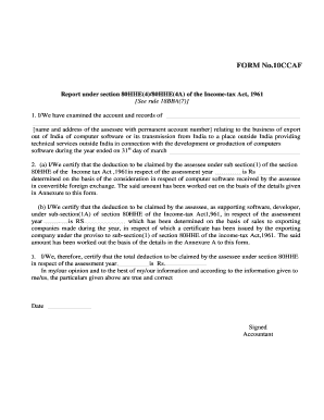Form 10CCAF for Income Tax Deduction