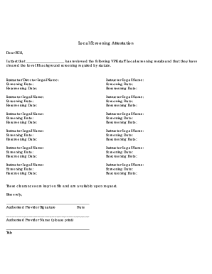 Local Screening Attestation Form