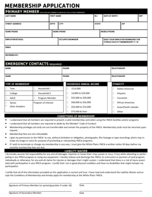 YMCA Membership Application Form