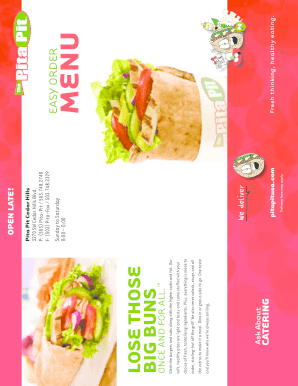 Pita Pit Menu Order Form