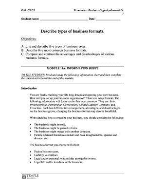 Business Organizations Study Module