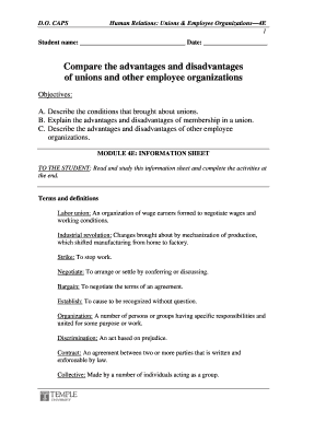 Unions & Employee Organizations Study Guide