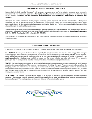 Disclosure and Authorization Form