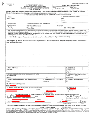 NLRB Form 508 Charge Against Labor Organization