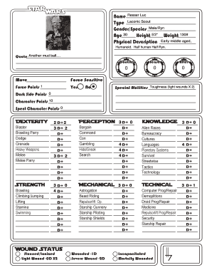 Star Wars Character Sheet