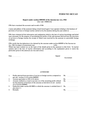 Form 10CCAD Report under Section 80HHD