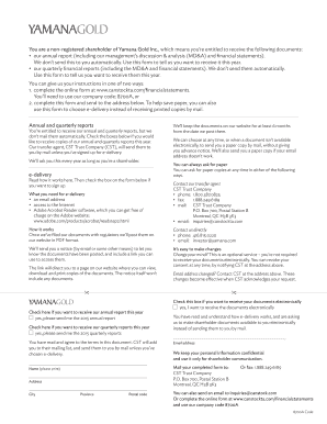 Yamana Gold Shareholder Document Request Form