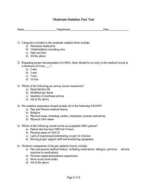 Moderate Sedation Post Test