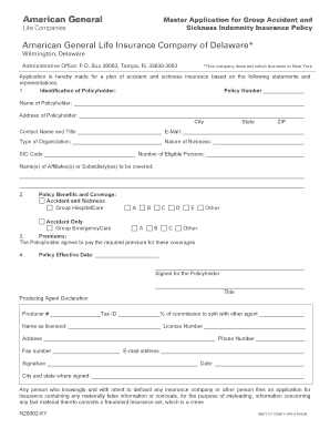 Group Accident and Sickness Insurance Application