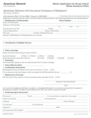 Group Critical Illness Insurance Application