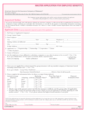 Employee Benefits Application Form